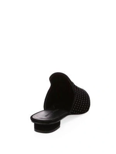 Shop Rebecca Minkoff Chamille Studded Velvet Mules In Black