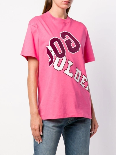 Shop Golden Goose Deluxe Brand Logo Print T-shirt - Pink & Purple