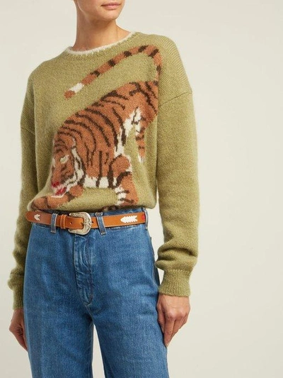 M.i.h Jeans Mih Jeans Tiger Intarsia Knit Cardigan - Green In Multi |  ModeSens