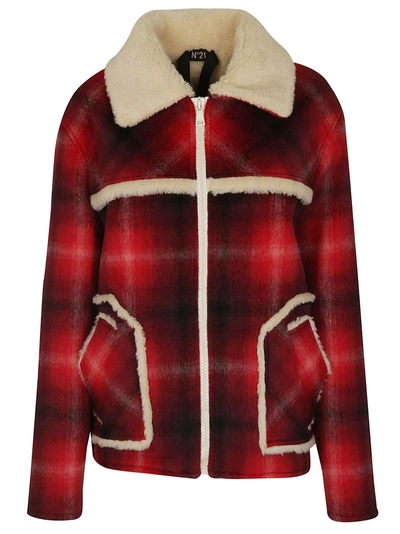 Shop N°21 Fur Trim Jacket In Red