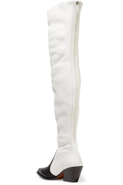 Shop Givenchy Two-tone Leather Over-the-knee Boots In White