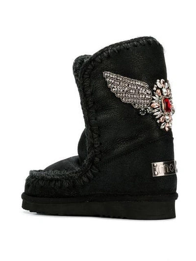 Shop Mou Sheep Skin Boots In Black