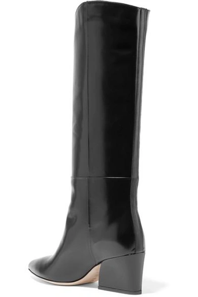 Shop Tibi Logan Glossed-leather Knee Boots In Black