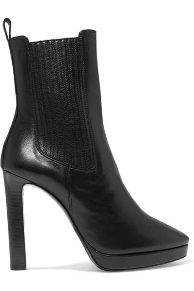 Shop Saint Laurent Hall Leather Platform Ankle Boots In Black