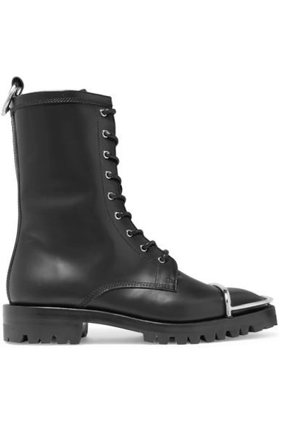 Shop Alexander Wang Kennah Lace-up Leather Ankle Boots In Black