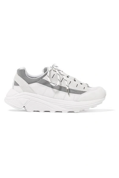 Shop Ganni Iris Suede And Leather Sneakers In White