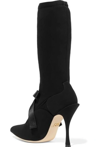 Shop Dolce & Gabbana Grosgrain-trimmed Stretch-jersey Sock Boots In Black
