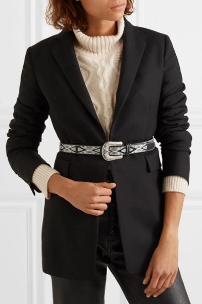 Shop Isabel Marant Tety Embroidered Leather Waist Belt In Black