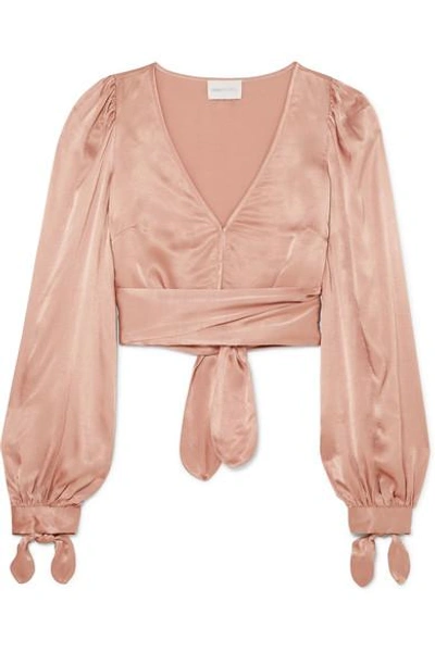 Shop Alice Mccall I Like That Cropped Satin Top In Sand