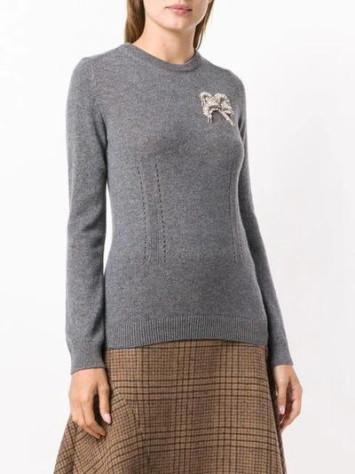 Shop N°21 Nº21 Embellished Long-sleeve Sweater - Grey