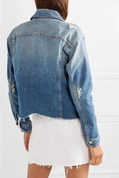 Shop Mother The Cut Drifter Distressed Denim Jacket In Mid Denim