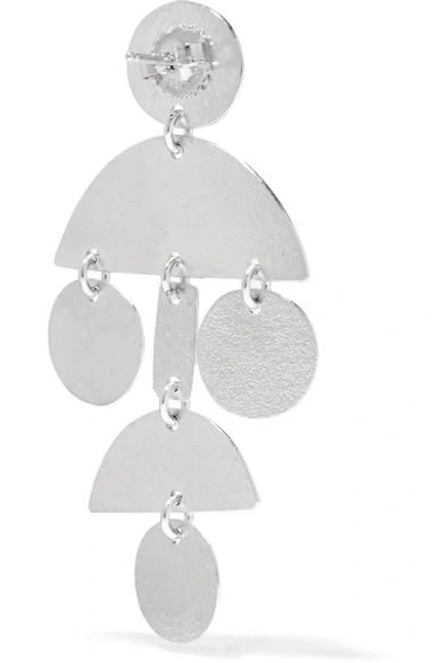 Shop Annie Costello Brown Mini Pompom Silver Earrings