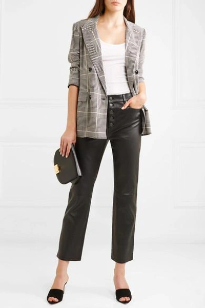 Shop L Agence Taryn Checked Silk-crepe Blazer In Black