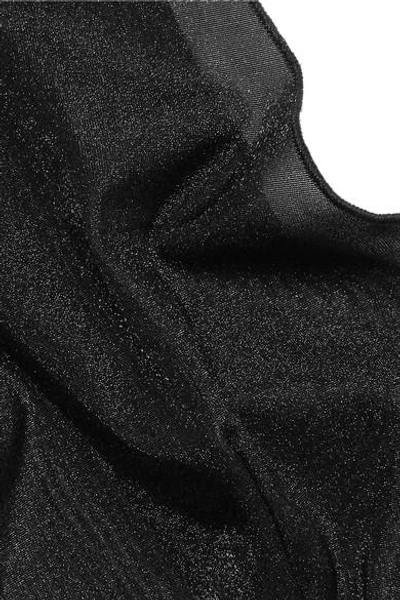 Shop Baserange Pam Metallic Stretch-tulle Soft-cup Triangle Bra In Black