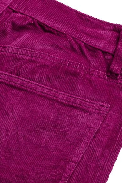 Shop Current Elliott The Jarvis Stretch Cotton-blend Corduroy Flared Pants In Fuchsia