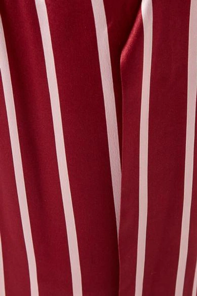 Shop Asceno Striped Silk-satin Pajama Pants In Claret