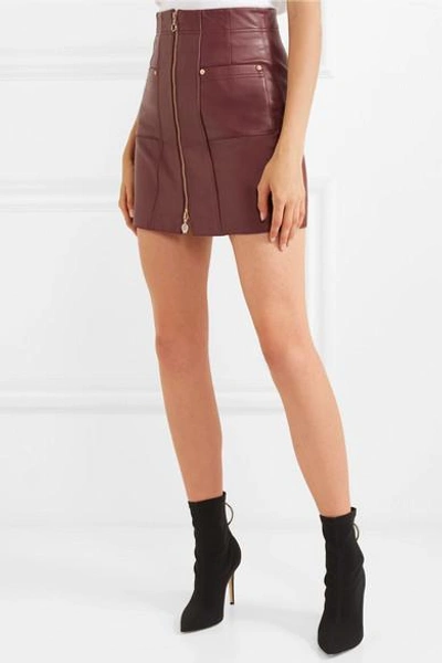 Shop Alice Mccall Make Me Yours Leather Mini Skirt In Burgundy