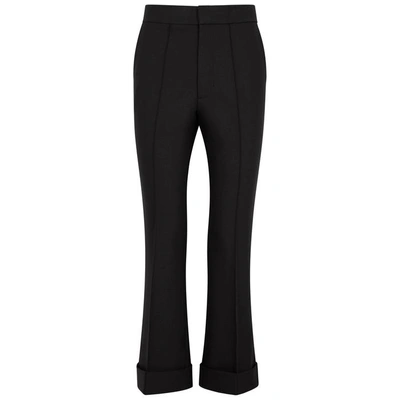 Shop Helmut Lang Black Cropped Flared Cady Trousers