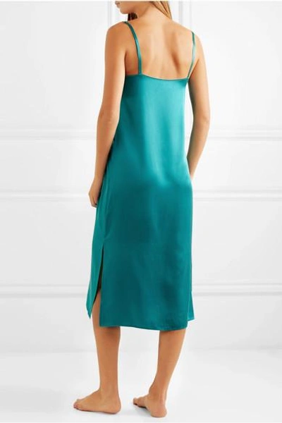 Shop Asceno Washed-silk Midi Dress In Turquoise