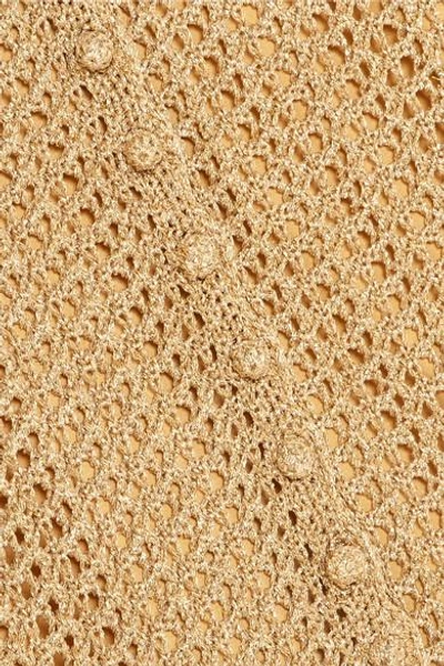 Shop Alice Mccall I Found You Metallic Crochet-knit Mini Dress In Gold