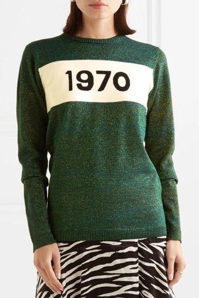 Shop Bella Freud 1970 Metallic Wool-blend Sweater In Green