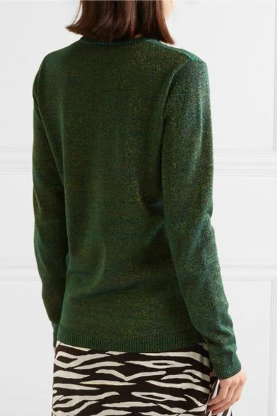 Shop Bella Freud 1970 Metallic Wool-blend Sweater In Green