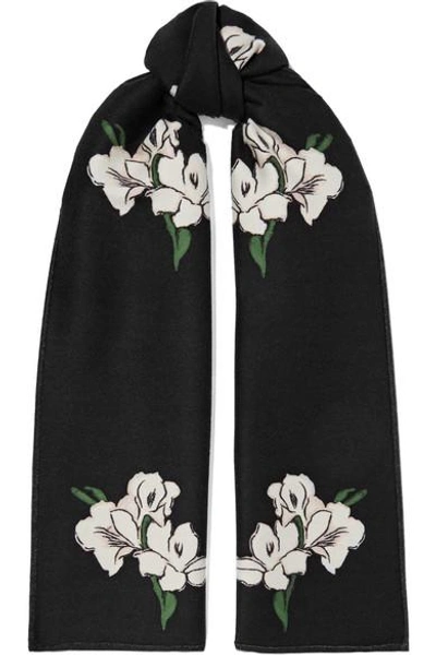 Shop Alexander Mcqueen Wool And Silk-blend Jacquard Scarf In Black