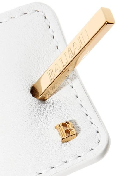 Shop Balmain Paris Hair Couture Gold-tone And Leather Hairclip In White