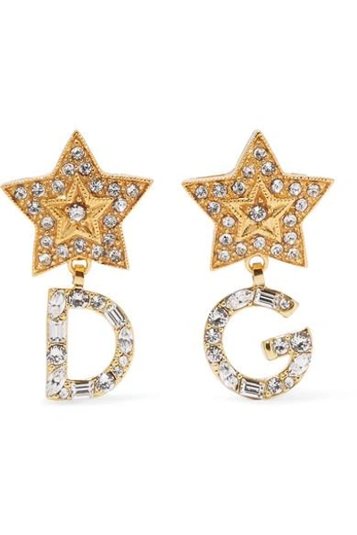 Shop Dolce & Gabbana Gold-tone Crystal Earrings