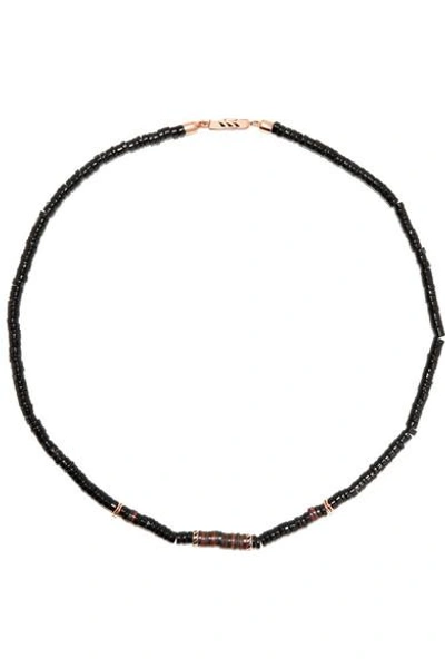 Shop Dezso By Sara Beltran 14-karat Rose Gold, Onyx And Shell Necklace