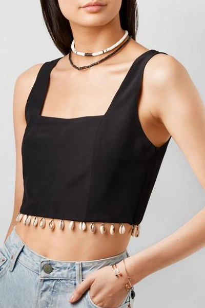 Shop Dezso By Sara Beltran 14-karat Rose Gold, Onyx And Shell Necklace