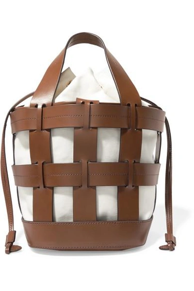 Shop Trademark Cooper Caged Leather And Canvas Tote In Brown