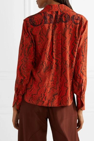 Shop Chloé Printed Silk Crepe De Chine Shirt In Brown