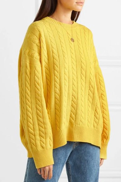 Shop Loewe Cable-knit Wool Sweater In Marigold