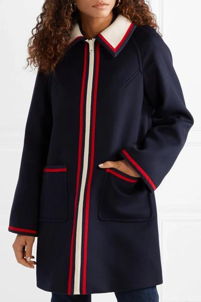 Shop Gucci Grosgrain-trimmed Wool Coat