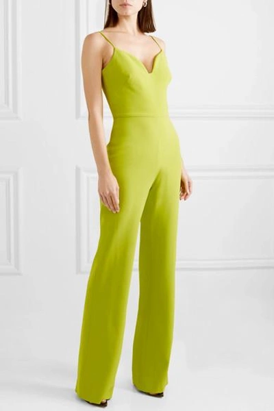 Shop Brandon Maxwell Stretch-crepe Jumpsuit In Yellow