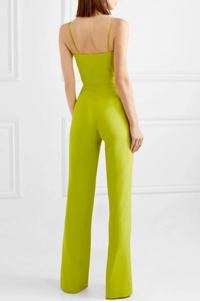 Shop Brandon Maxwell Stretch-crepe Jumpsuit In Yellow