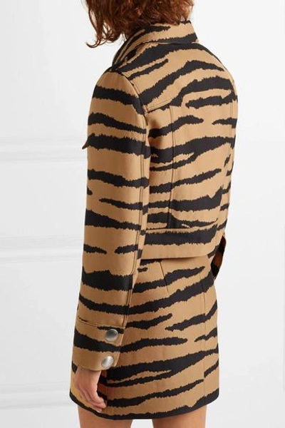 Shop Proenza Schouler Tiger-print Wool And Silk-blend Jacquard Jacket In Tan