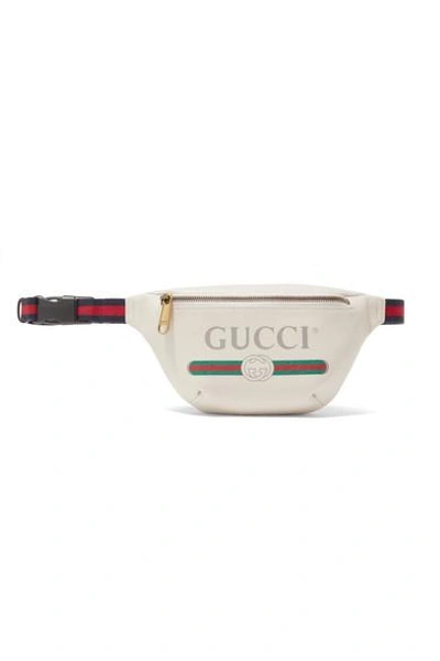 Shop Gucci Printed Textured-leather Belt Bag