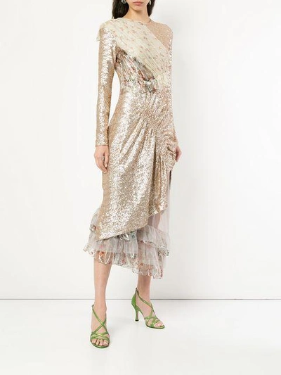 Shop Preen By Thornton Bregazzi Baijie Sequinned Dress In Metallic
