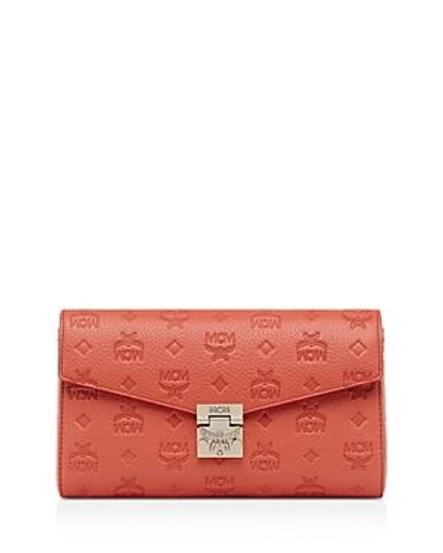 Shop Mcm Women's Millie Leather Convertible Crossbody In Ruby Tan Red/gold