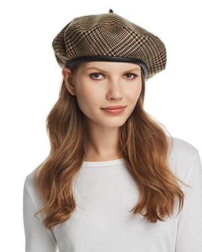 Shop Eric Javits Kate Houndstooth Beret In Tan Mix