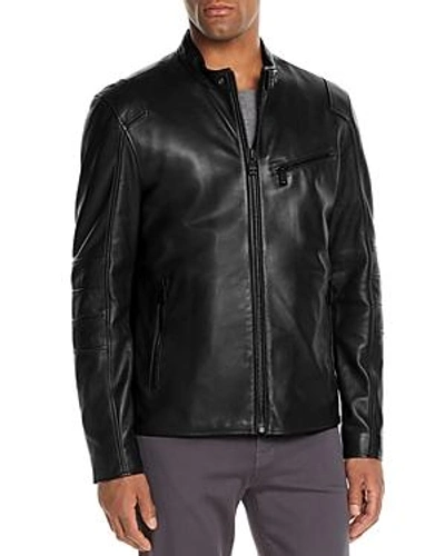 Shop Andrew Marc Weston Leather Moto Jacket In Black