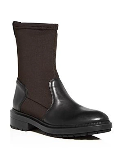 Shop Aquatalia Women's Leoda Weatherproof Leather & Neoprene Low-heel Boots In Black