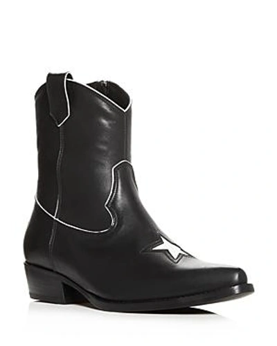 Shop Anine Bing Women's Elton Leather Low-heel Western Boots In Black