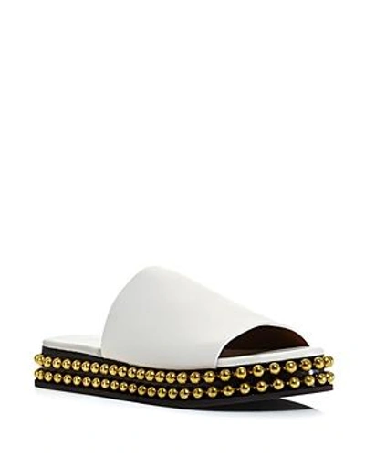 Shop Chloé Women's Sawyer Leather Slide Sandals In Cloudy White