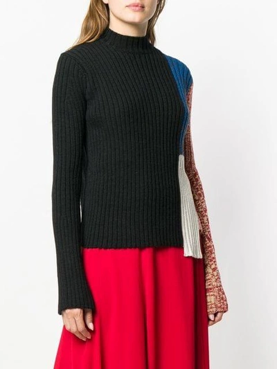Shop Calvin Klein 205w39nyc Colour Block Ribbed Sweater In Black