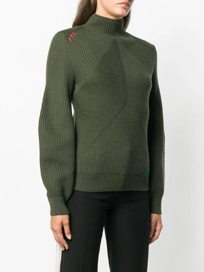Shop Carven Structured Knit Sweater In Green