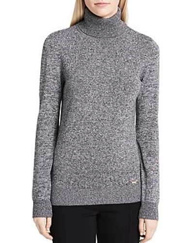 Shop Calvin Klein Marled Turtleneck Sweater In Black/white Marled