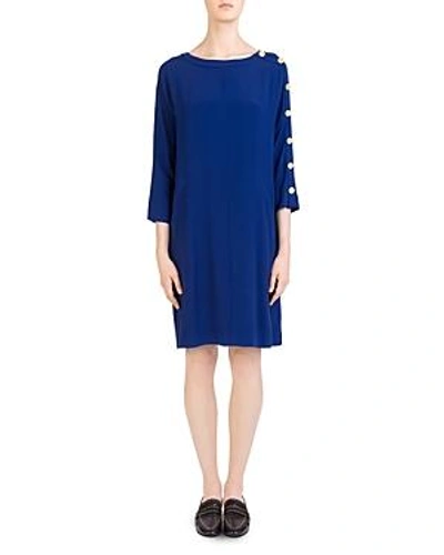 Shop Gerard Darel Anais Button-sleeve Dress In Blue